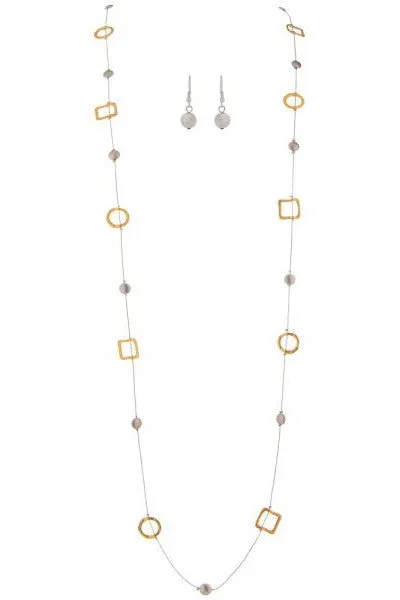 Rain Jewelry Collection Two Tone Silver Disc Gold Chain Necklace Set