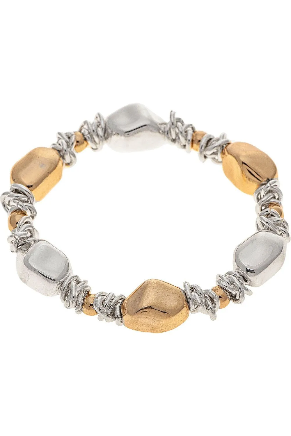 Rain Jewelry Silver Gold Pebbles And Links Bracelet