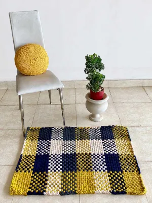 Rectangular Rug Mustard-off-White-Navy