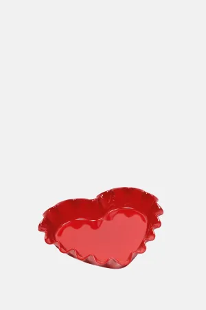 Ruffled Heart Dish Burgundy