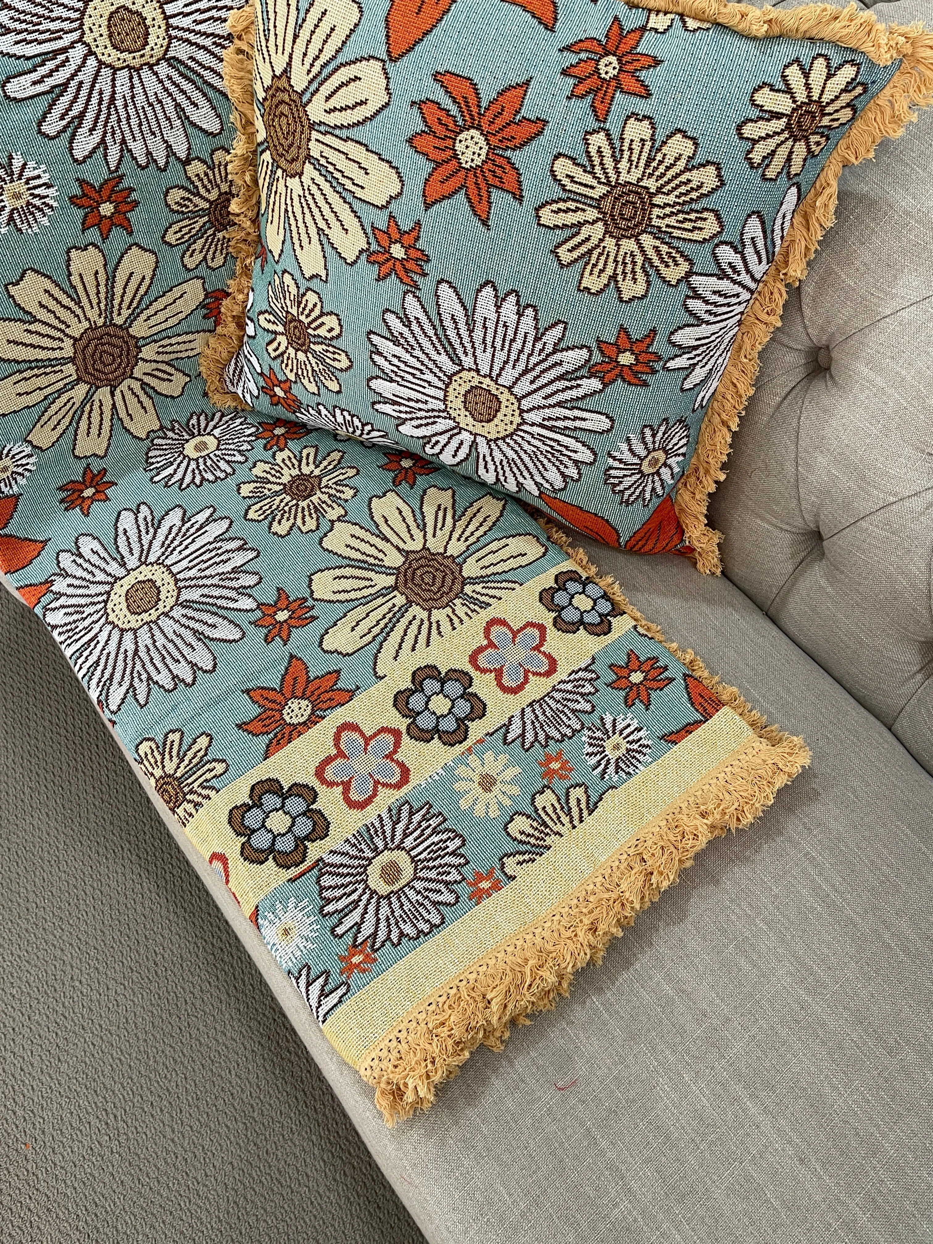 Sandy Shores Cotton Reversible Tapestry Picnic Throw
