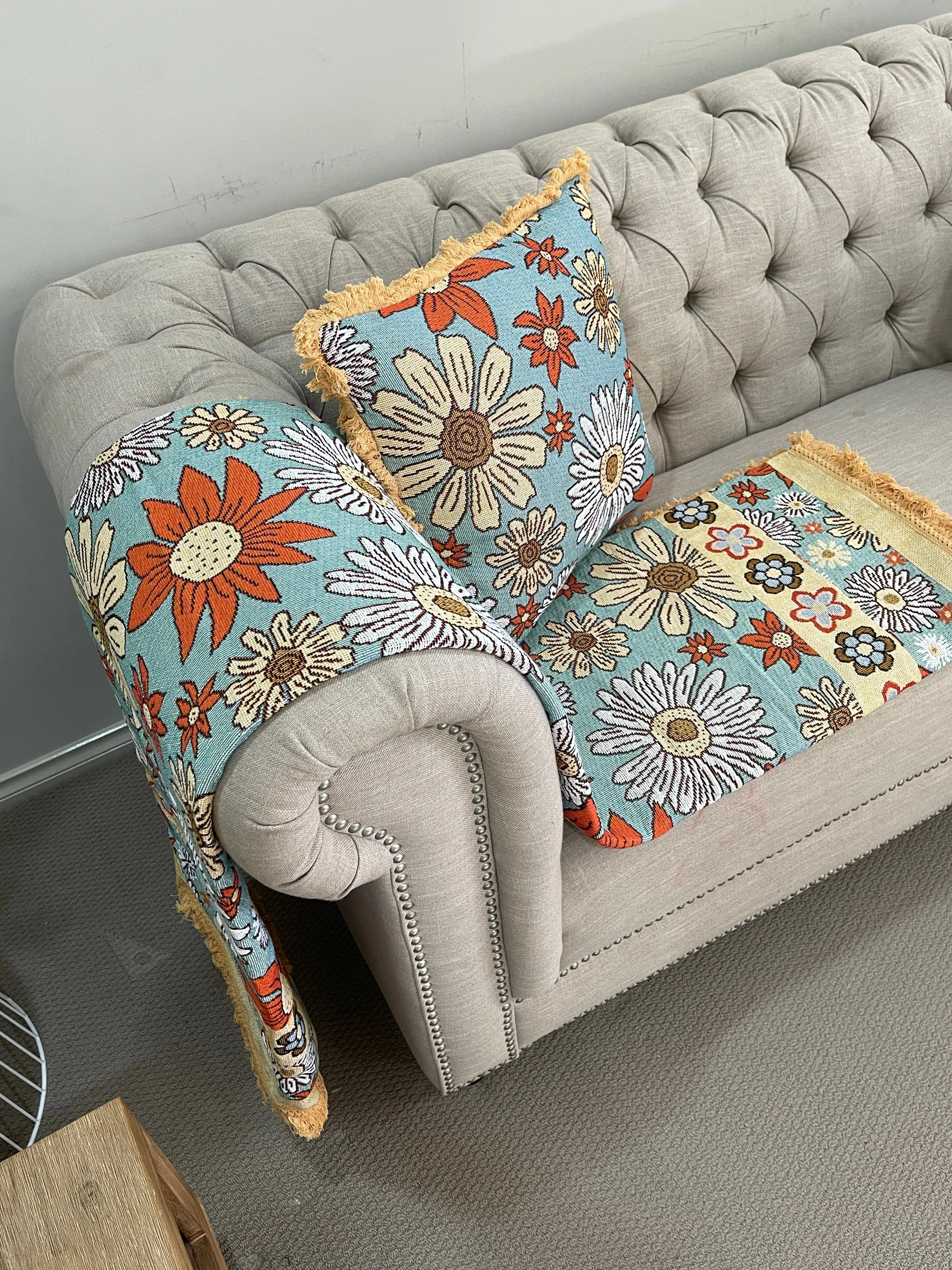 Sandy Shores Cotton Reversible Tapestry Picnic Throw