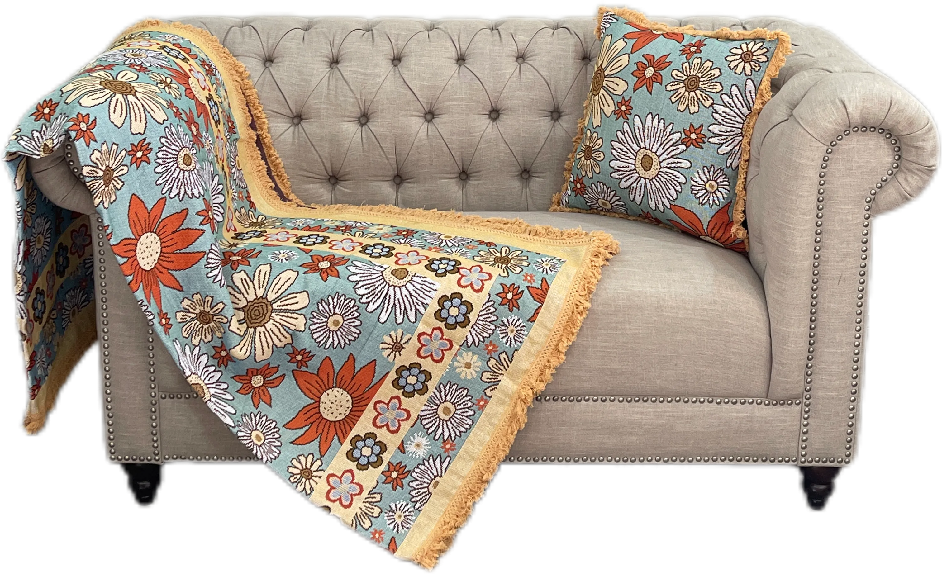 Sandy Shores Cotton Reversible Tapestry Picnic Throw