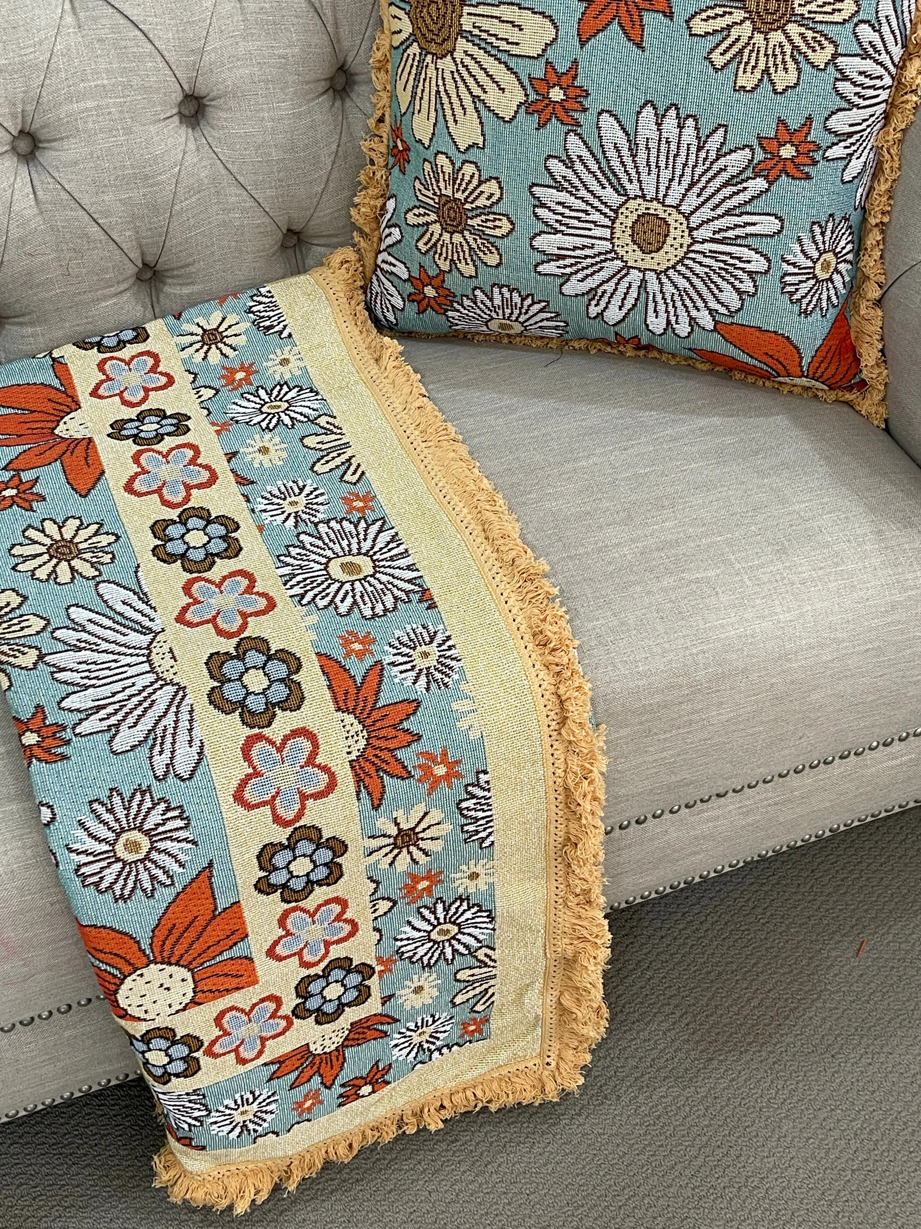 Sandy Shores Cotton Reversible Tapestry Picnic Throw
