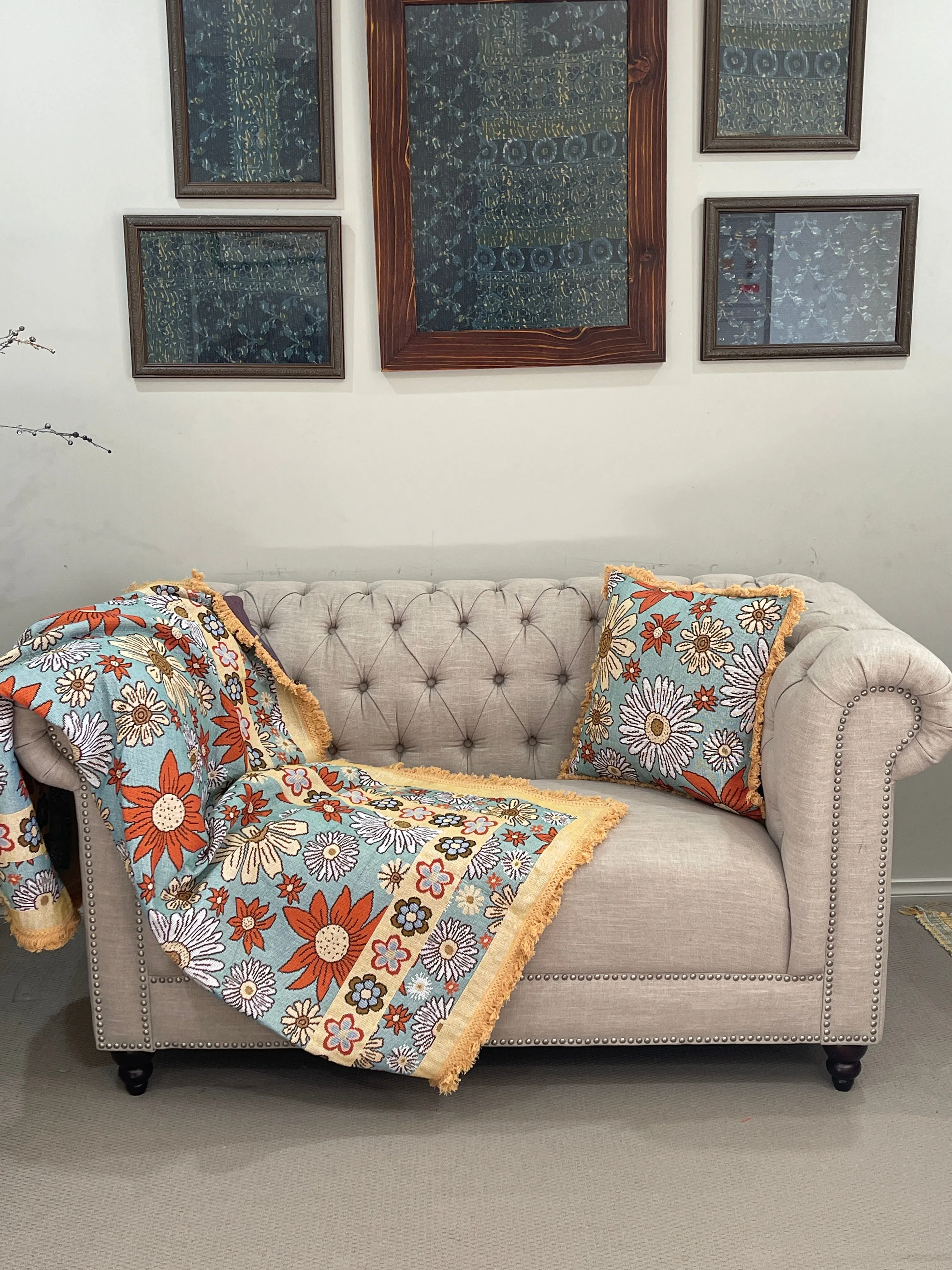 Sandy Shores Cotton Reversible Tapestry Picnic Throw
