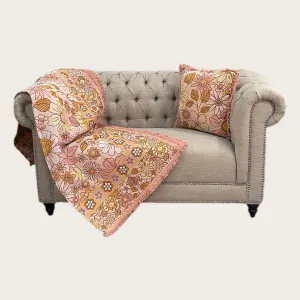 Shoreline Floral Cotton Reversible Tapestry Picnic Throw