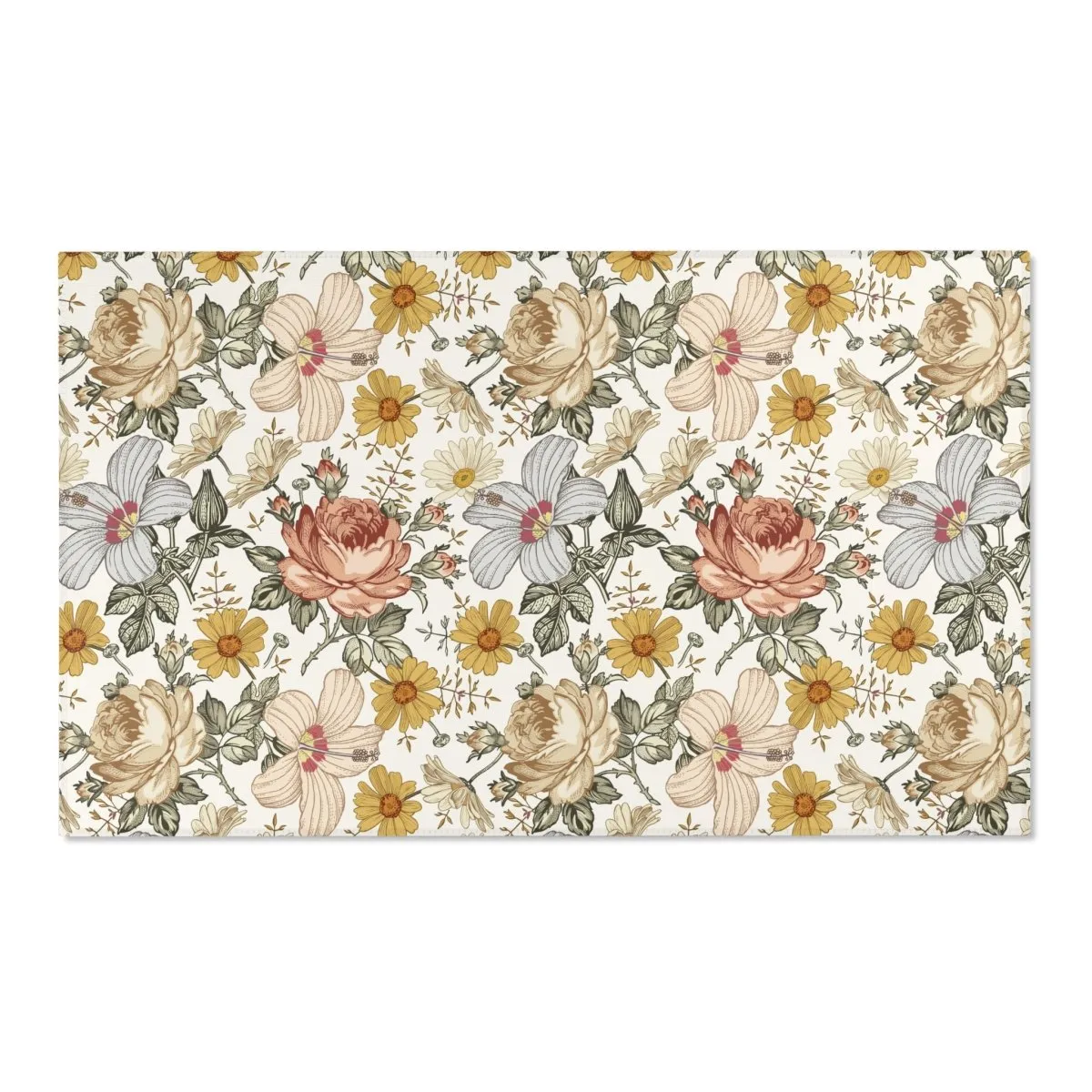 Vintage Earthy Floral Nursery Rug
