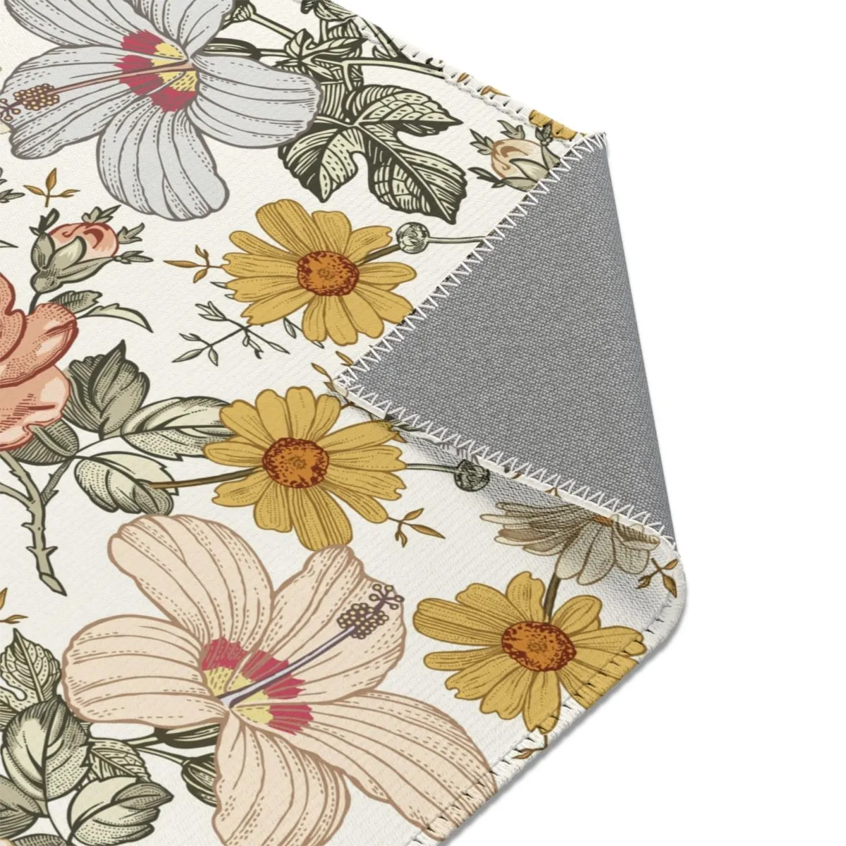 Vintage Earthy Floral Nursery Rug