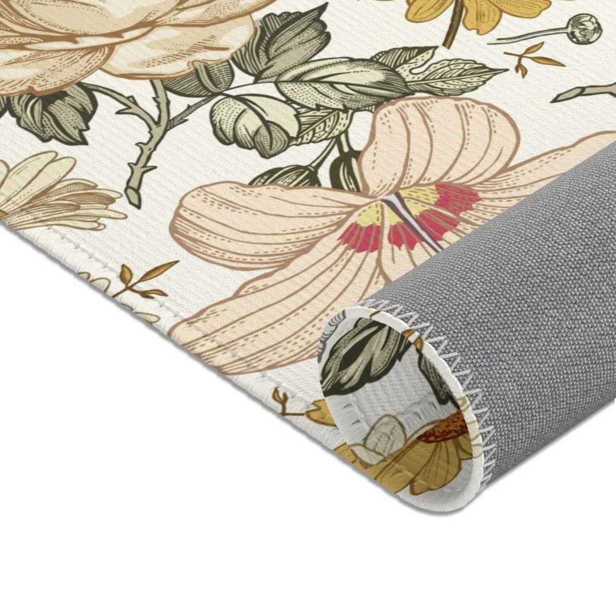 Vintage Earthy Floral Nursery Rug