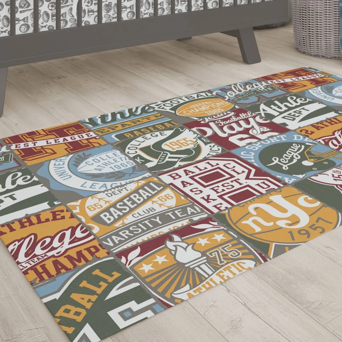 Vintage Sports Nursery Rug